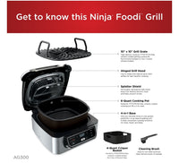 NEW IN BOX | Ninja Foodi 4-in-1 Indoor Grill w/ 4-Quart Air Fryer, Roast, & Bake, AG300
