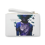 Buy Martian Merch ™ | "Femininity Is A Balance ..." White Vegan Leather Clutch Bag (Dorada + Azul)