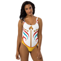 Buy Martian Merch ™ | Kitsune White Swimsuit (Gold) | Inspired by LoveCraft Country + FREE MARTIAN MUSIC ™ (Sizes up to 3x)