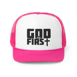 Your Fave Travel Merch | M6 | 33 ™ God First Trucker Hat (Adjustable + Breathable Mesh Back)