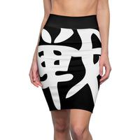 Buy Martian Merch ™ War Kanji Pencil Skirt (Black)